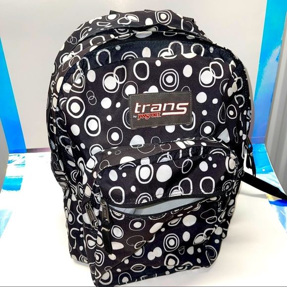 Trans by Jansport Circle/Polka-dot Black and White Backpack - Picture 1 of 12